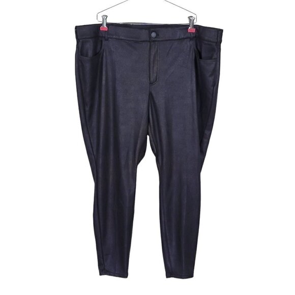 Lane Bryant Coated Ankle Pants High Rise Black Slightly Textured New Size 24 - Picture 1 of 12